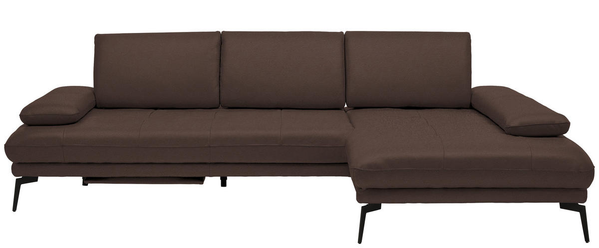 ECKSOFA in Echtleder Braun  - Schwarz/Braun, Design, Leder/Metall (273/187cm) - Celina Home