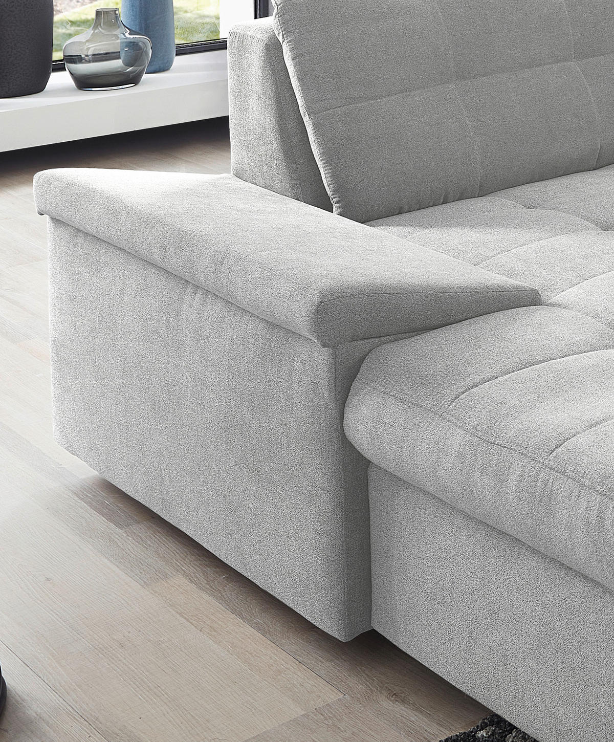 WOHNLANDSCHAFT Silberfarben Mikrofaser  - Chromfarben/Silberfarben, Design, Kunststoff/Textil (169/330/212cm) - Livetastic