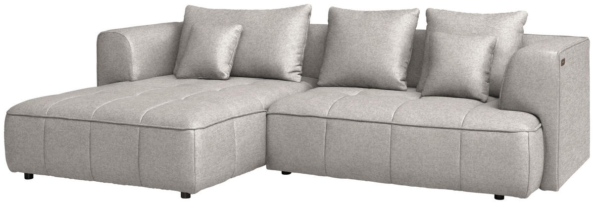 ECKSOFA Webstoff Greige  - Greige/Schwarz, Design, Kunststoff/Textil (188/288cm) - Welnova