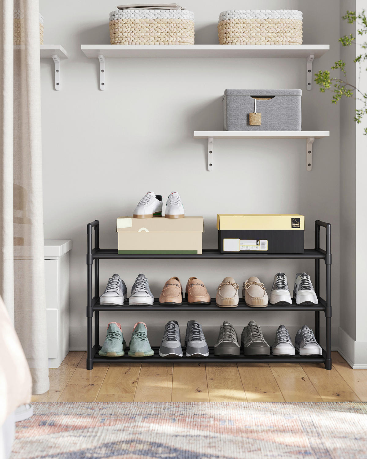 REGÁL NA BOTY, černá, 92/54/30 cm - černá, Trend, kov/plast (92/54/30cm) - Boxxx