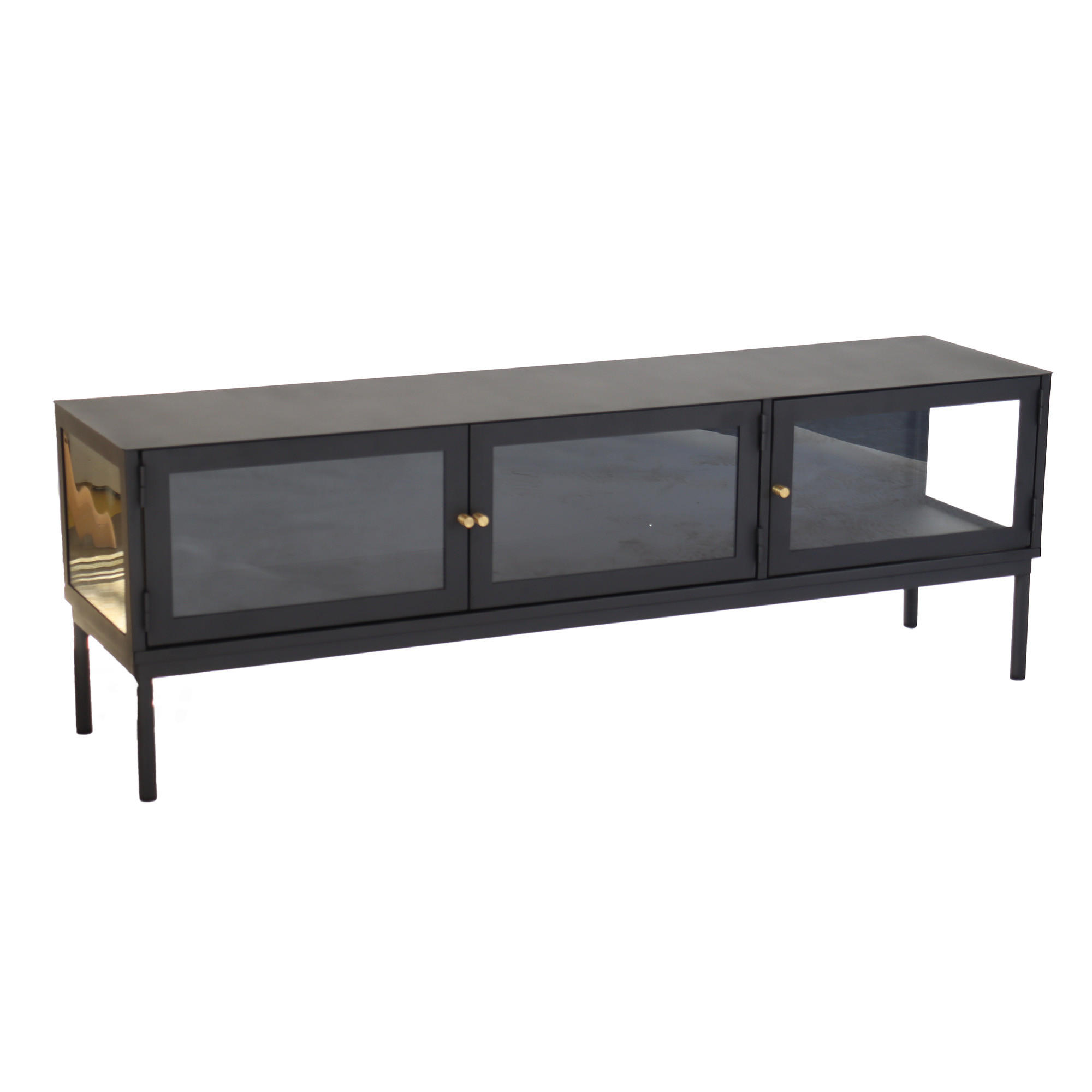TV-BÄNK 150/50/37 cm  - klar/svart, Klassisk, metall/glas (150/50/37cm) - Niels Andersson