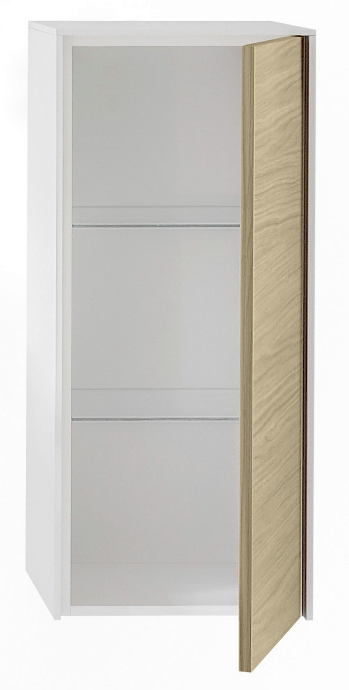 MIDISCHRANK 37/85/33 cm  - Eichefarben/Weiß, Design, Glas/Holzwerkstoff (37/85/33cm) - Musterring