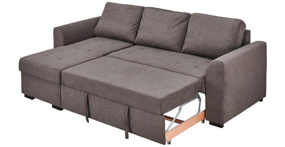 ECKSOFA in Webstoff Dunkelgrau  - Dunkelgrau/Schwarz, Design, Kunststoff/Textil (155/243cm) - Xora