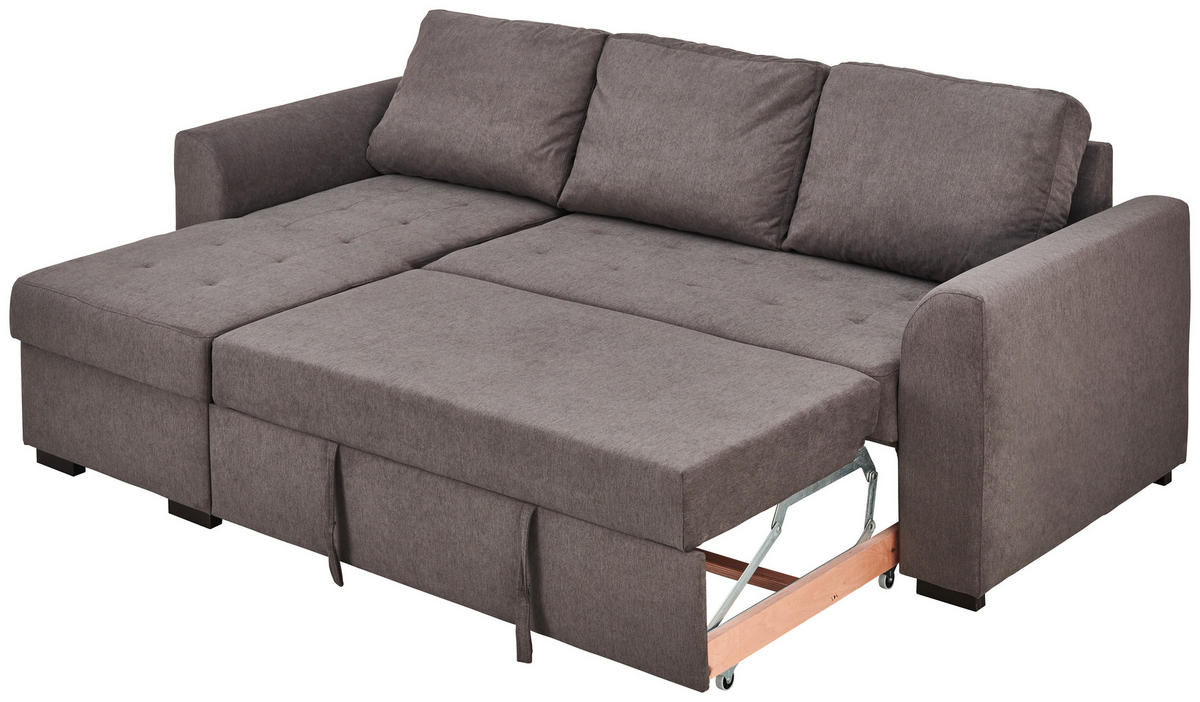 ECKSOFA in Webstoff Dunkelgrau  - Dunkelgrau/Schwarz, Design, Kunststoff/Textil (155/243cm) - Xora