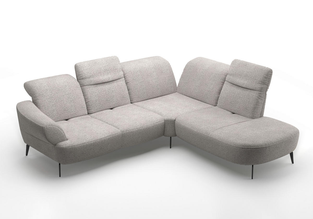 ECKSOFA in Chenille Silberfarben  302/270 cm  - Silberfarben/Schwarz, MODERN, Textil/Metall (302/270cm) - Sit & More