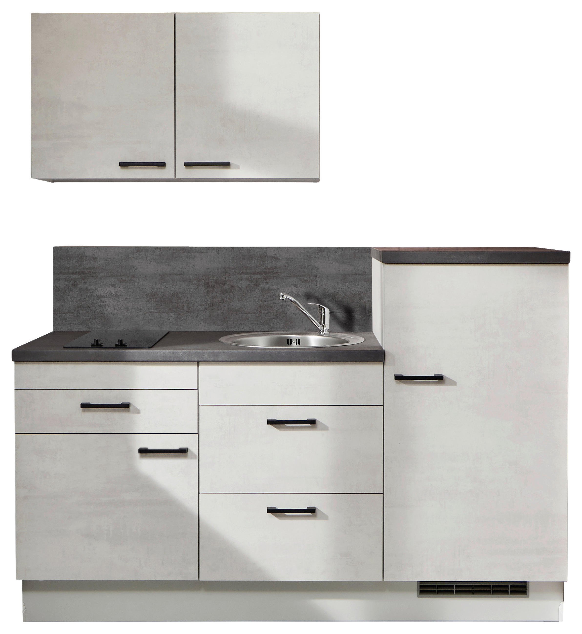 KÜCHENBLOCK 180 cm   in Graphitfarben, Hellgrau  - Hellgrau/Schwarz, Design, Holzwerkstoff/Metall (180cm) - Pino