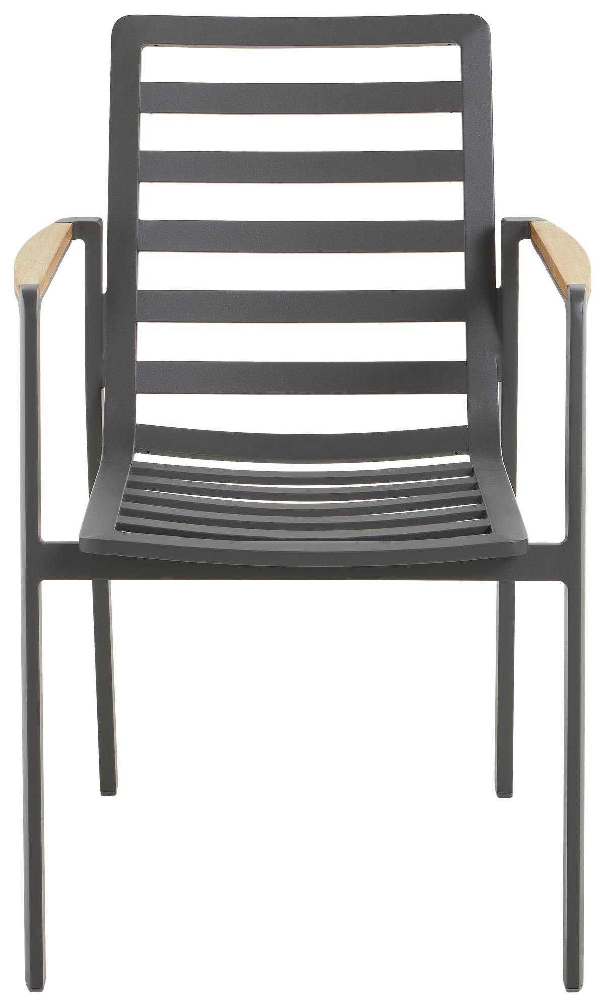 STAPELSESSEL Teakholz Aluminium Anthrazit, Dunkelgrau  - Dunkelgrau/Anthrazit, MODERN, Holz/Textil (63/86,5/59cm) - Amatio