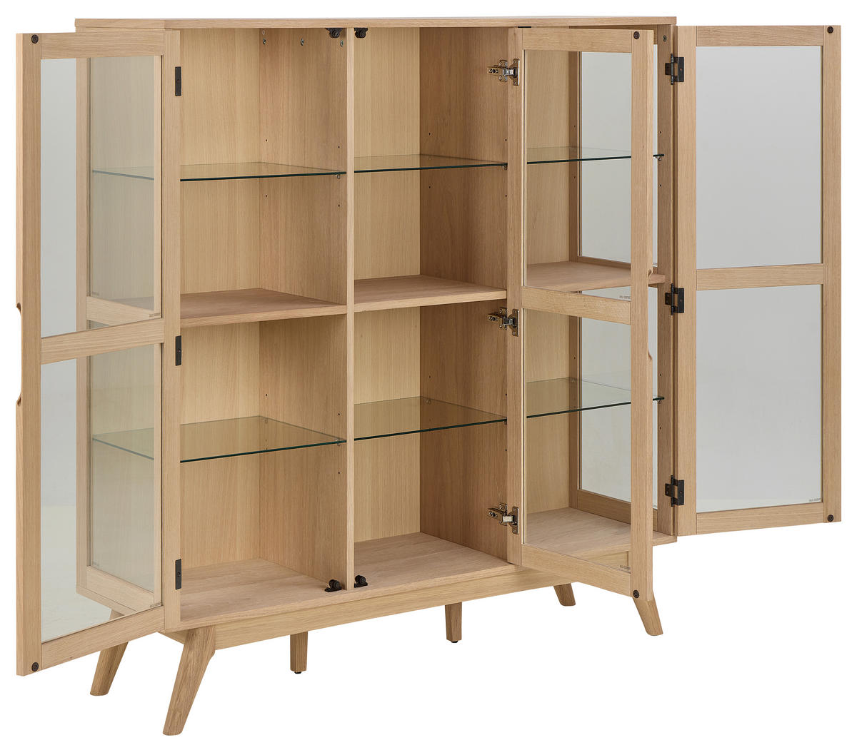 VITRINE MARTE in furniert Klar, Eichefarben  - Klar/Eichefarben, Design, Glas/Holzwerkstoff (140/148/40cm) - MID.YOU