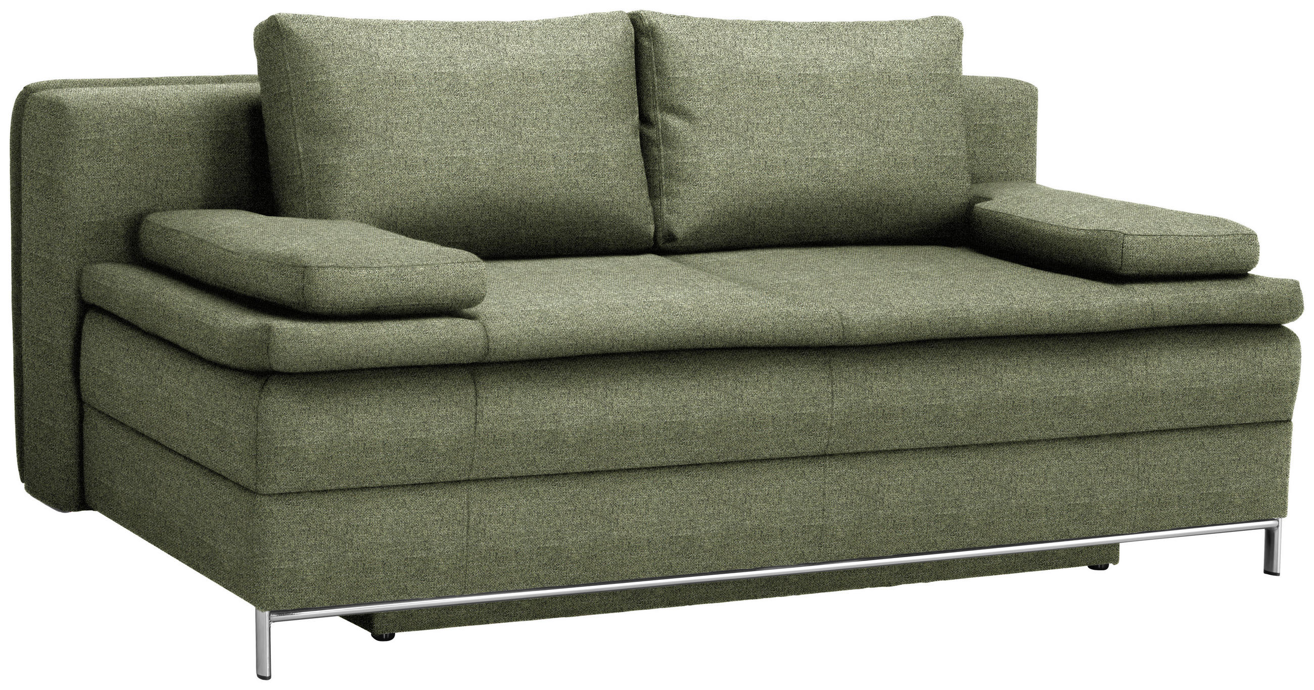 BOXSPRINGSOFA in Flachgewebe Grün  - Chromfarben/Grün, Design, Textil/Metall (200/93/107cm) - Novel