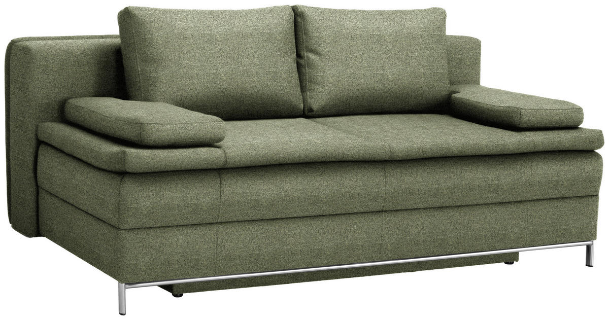 BOXSPRINGSOFA in Flachgewebe Grün  - Chromfarben/Grün, Design, Textil/Metall (200/93/107cm) - Novel