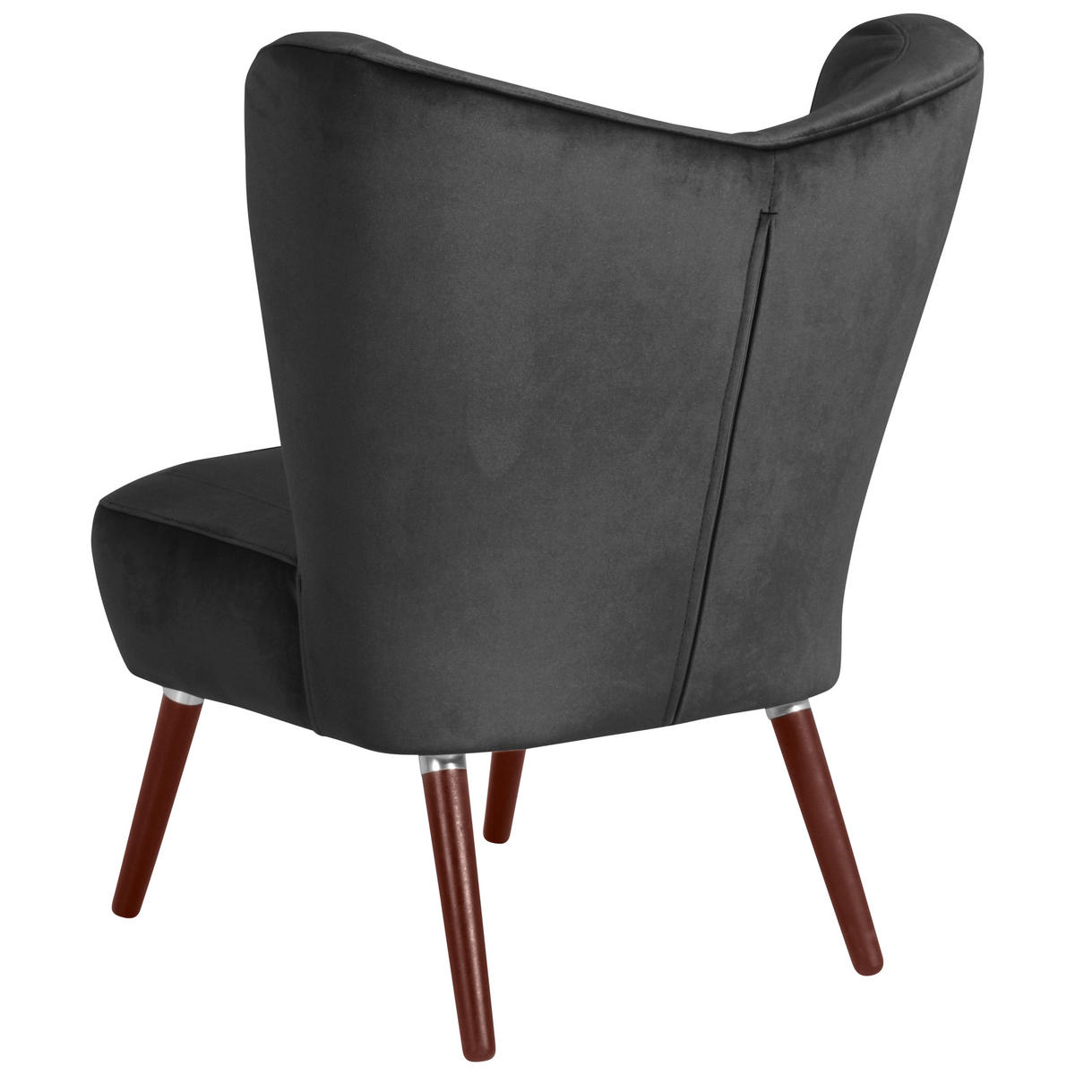 SESSEL in Samt, Velours Anthrazit  - Anthrazit/Nussbaumfarben, Design, Holz/Holzwerkstoff (70/86/69cm) - Max Winzer