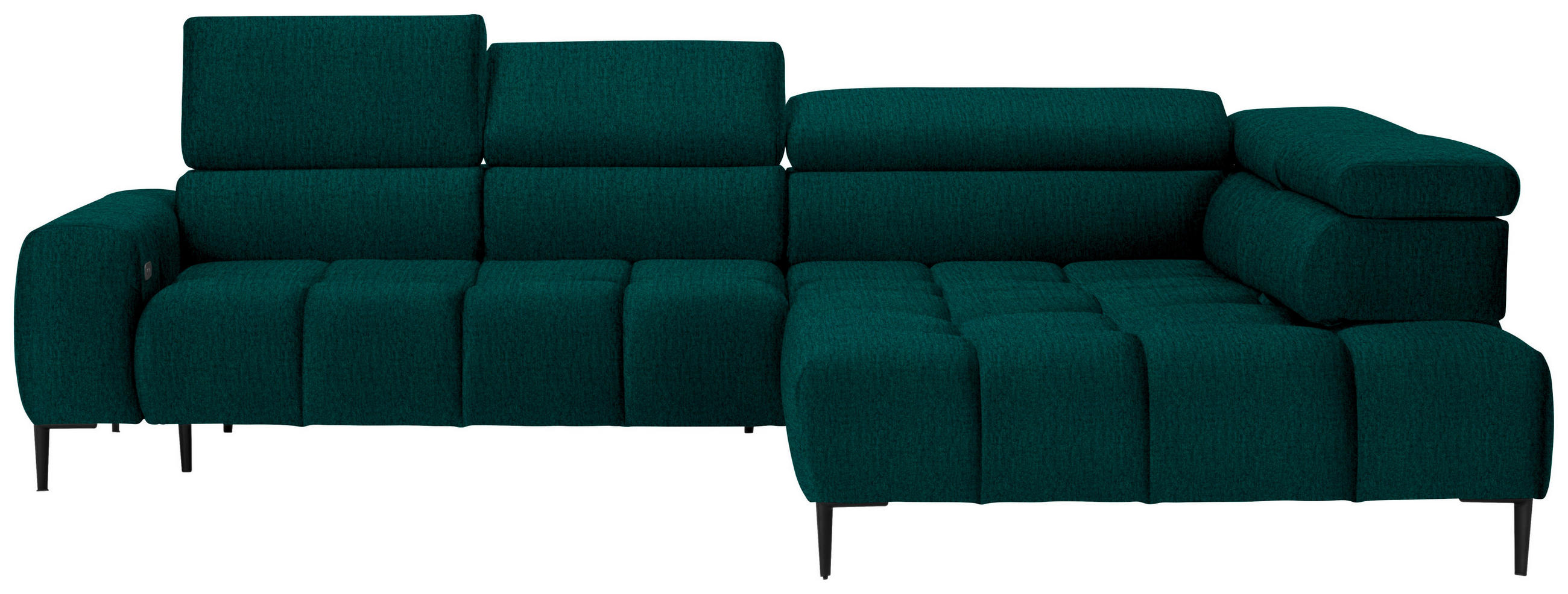 ECKSOFA in Samt, Webstoff Dunkelgrün  - Dunkelgrün/Schwarz, Design, Textil/Metall (300/216cm) - Welnova