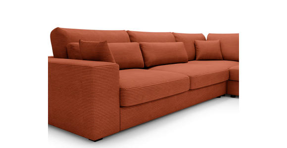 ECKSOFA in Cord Terracotta  - Terracotta/Schwarz, KONVENTIONELL, Kunststoff/Textil (314/250cm) - Carryhome