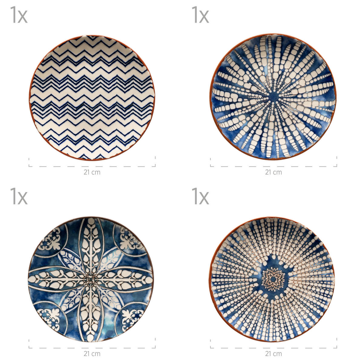 TAFELSERVICE Blau, Weiß Iberico Blue 12-teilig  - Blau/Weiß, Basics, Keramik (36,3/36,5/34,1cm) - Mäser