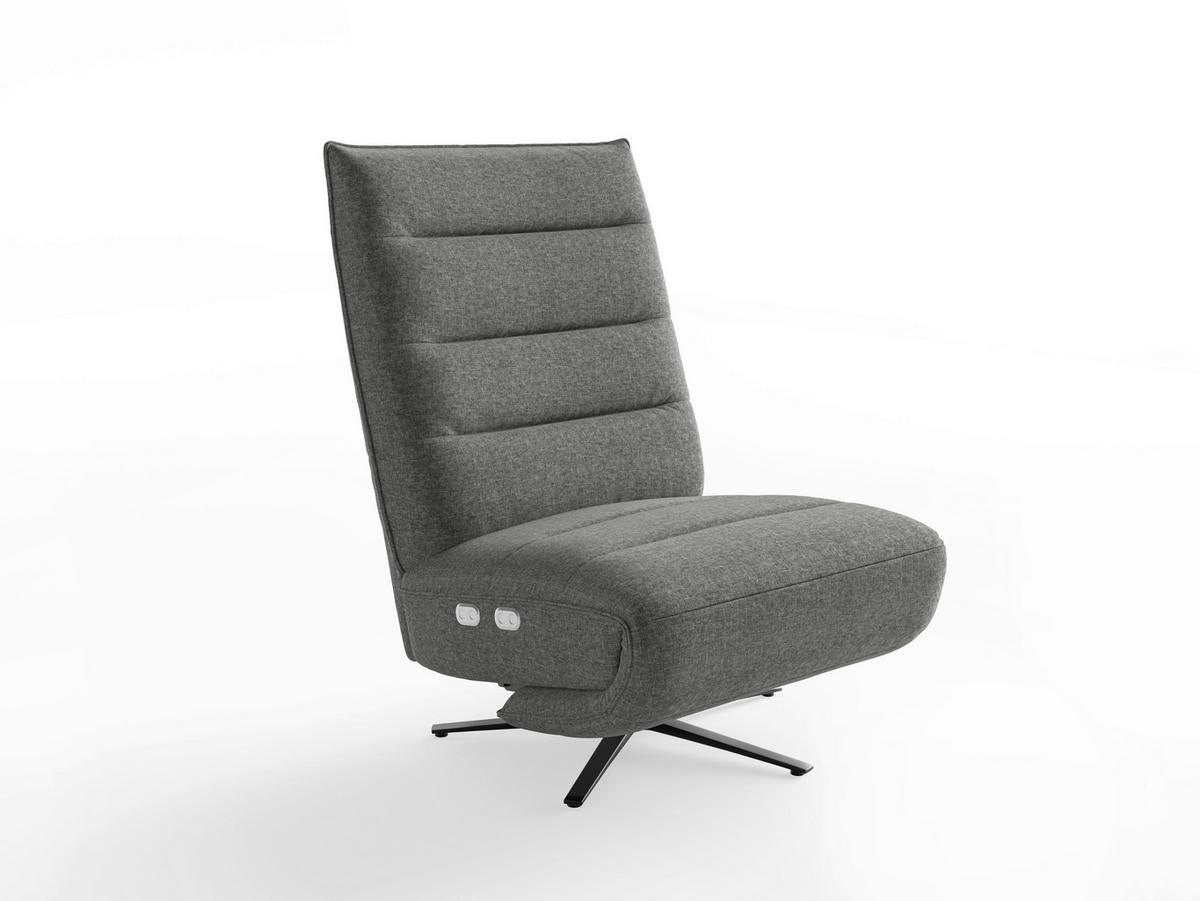 RELAXSESSEL EVE E Chenille Kopfteilverstellung, Rücken echt    - Anthrazit/Schwarz, Basics, Textil/Metall (80/109/98cm) - Sit & More