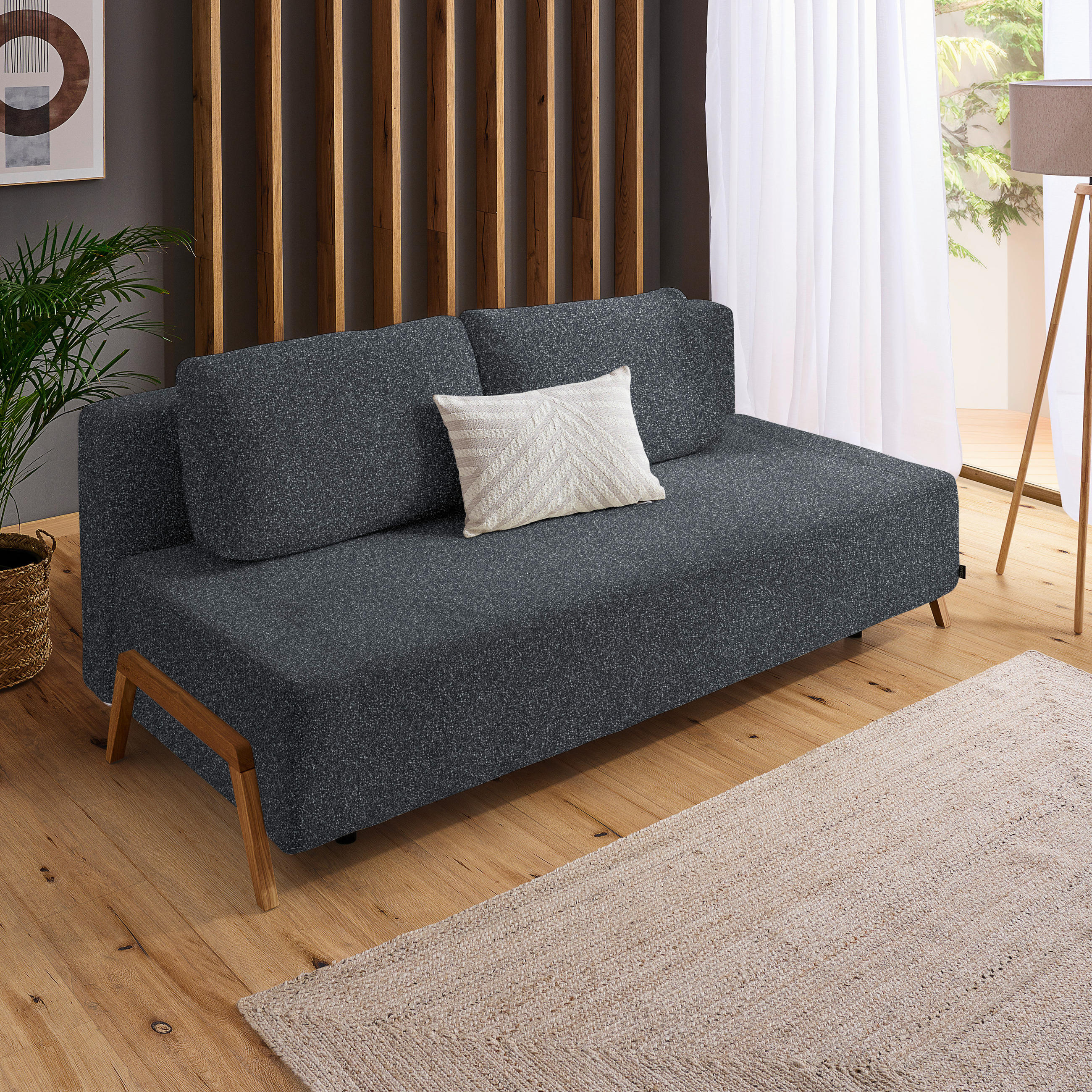 SCHLAFSOFA in Textil Anthrazit  - Anthrazit/Naturfarben, Design, Holz/Textil (211/88/102cm) - Niels Andersson