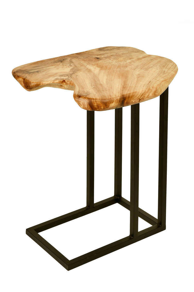BEISTELLTISCH 40/45/61 cm Zeder Naturfarben, Hellbraun  - Hellbraun/Schwarz, Basics, Holz/Metall (40/45/61cm) - Kayoom