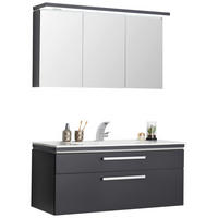 BADEZIMMER  in 122 cm  - Weiß/Grau, Design, Glas/Holzwerkstoff (122cm) - Novel