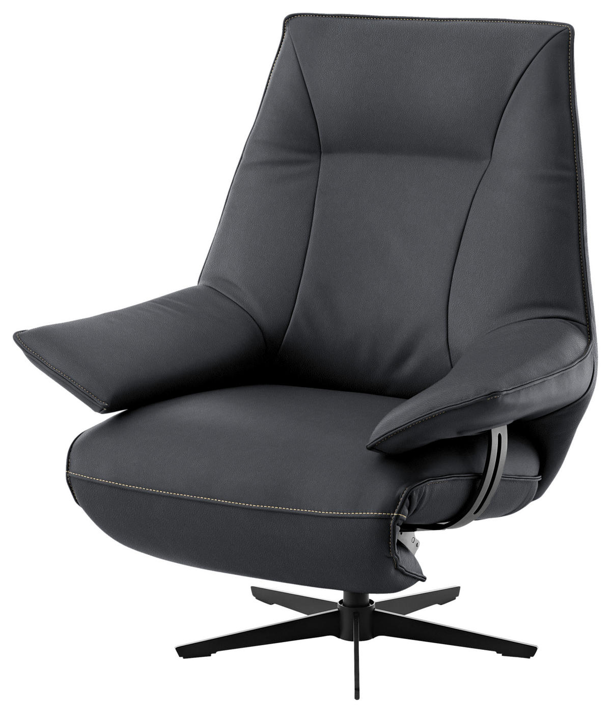 RELAXSESSEL in Leder Dunkelgrau  - Dunkelgrau/Beige, Design, Leder/Metall (92/79/82cm) - Dieter Knoll