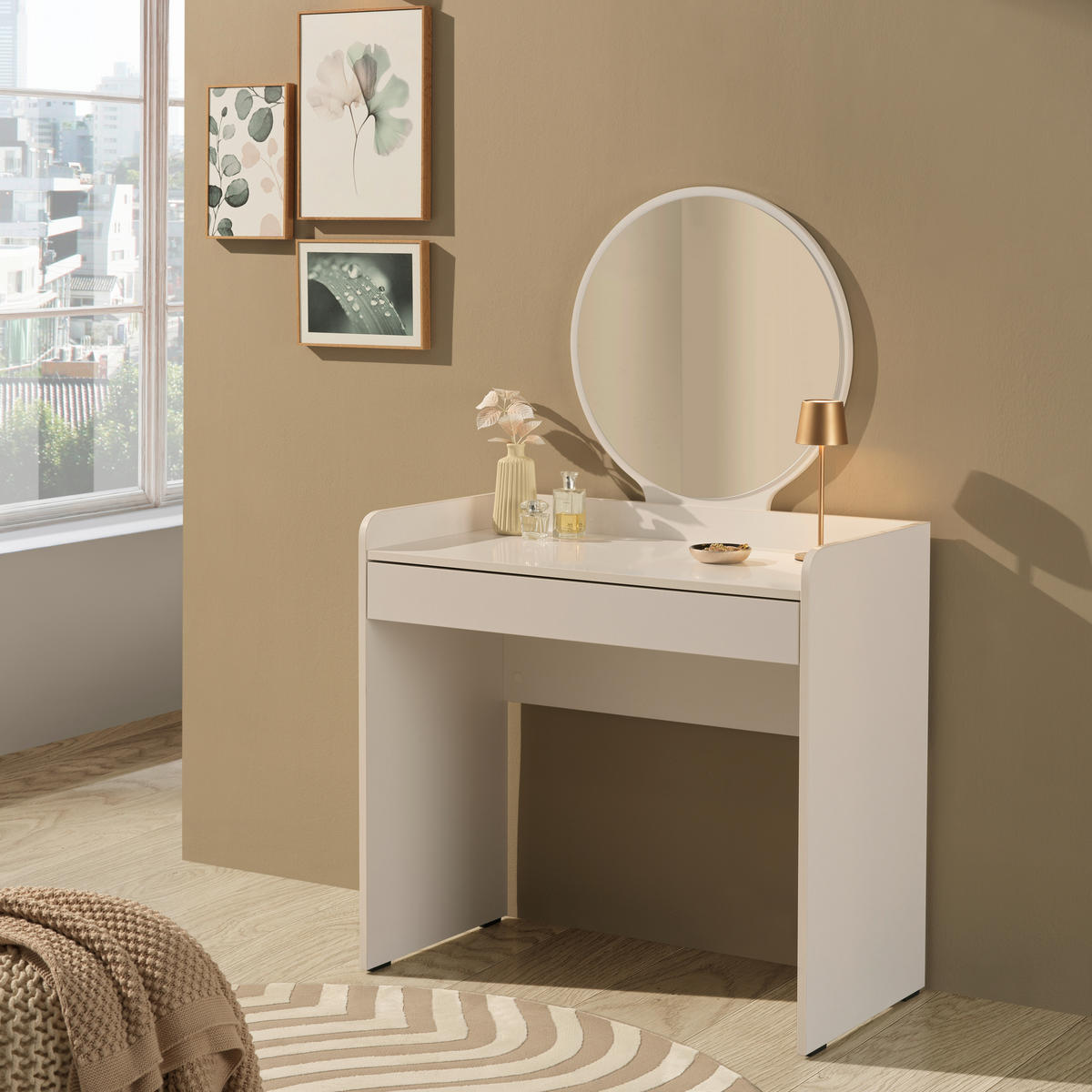 SCHMINKTISCH in Weiß  - Weiß, Design, Glas/Holzwerkstoff (90/47/142cm) - Carryhome