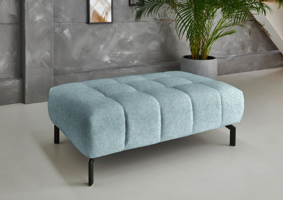 ECKSOFA in Chenille Hellblau  - Schwarz/Hellblau, Design, Textil/Metall (323/222cm) - Beldomo Style