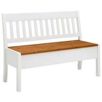 SITZBANK 130/93/58 cm Bernsteinfarben, Weiß Kiefer massiv  - Bernsteinfarben/Weiß, ROMANTIK / LANDHAUS, Holz (130/93/58cm) - Boxxx