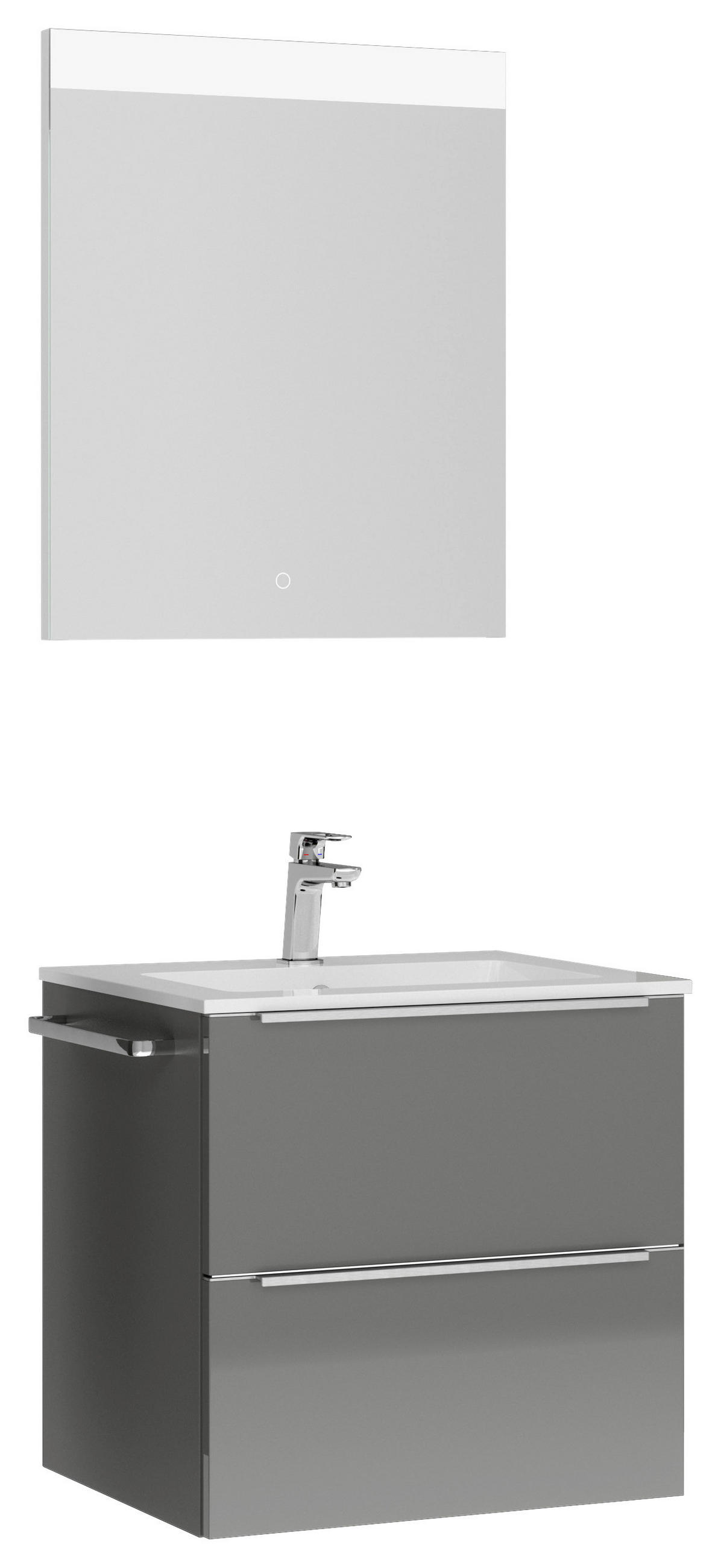 BADEZIMMER  in 61 cm  - Schieferfarben/Edelstahlfarben, MODERN, Holzwerkstoff/Stein (61cm) - Nobilia