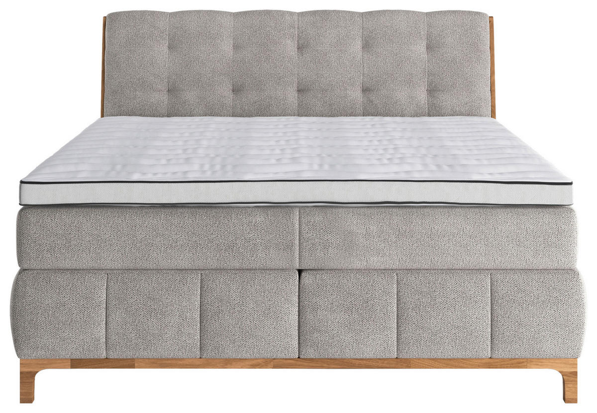 BOXSPRING-ÁGY 160/200 cm  homok  - tölgyfa/homok, Modern, faalapú anyag/textil (160/200cm) - MID.YOU