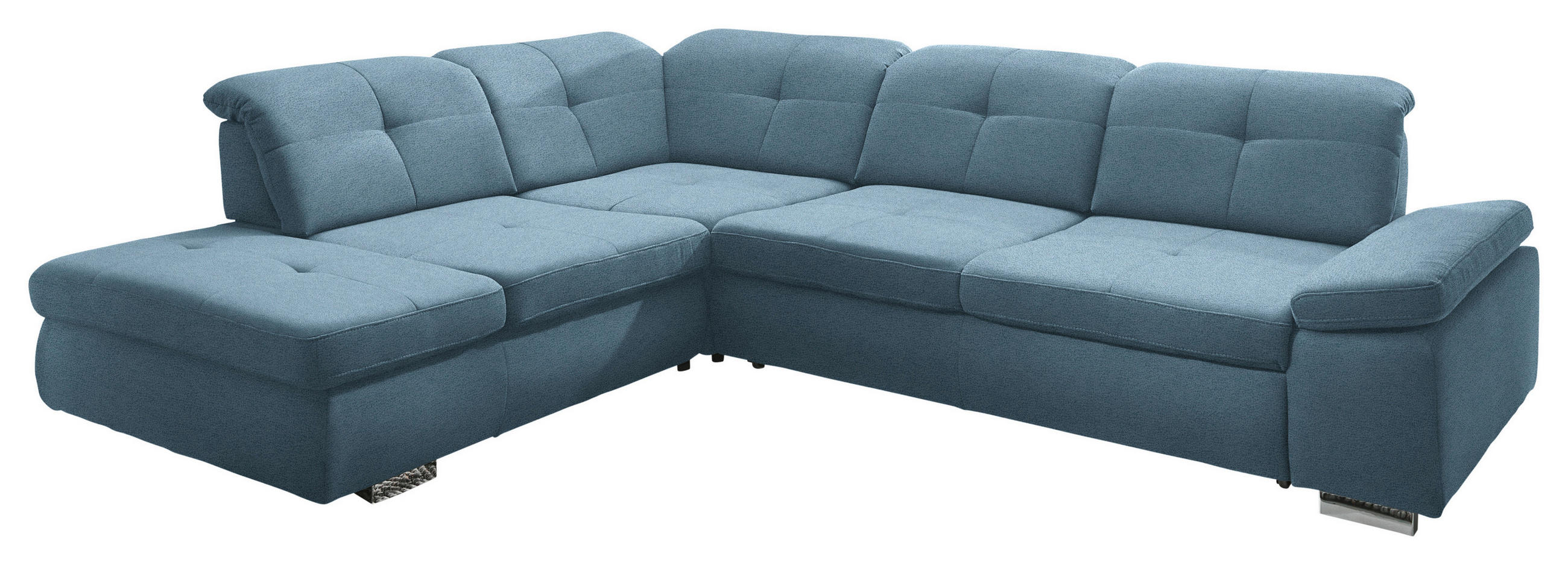 ECKSOFA Mikrofaser Hellblau  - Chromfarben/Hellblau, Design, Textil/Metall (260/312cm) - Beldomo Style