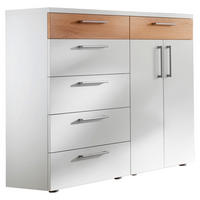 SCHUHSCHRANK Wildeiche furniert Weiß, Eichefarben  - Eichefarben/Silberfarben, Design, Holz/Holzwerkstoff (121/100/35cm) - Moderano