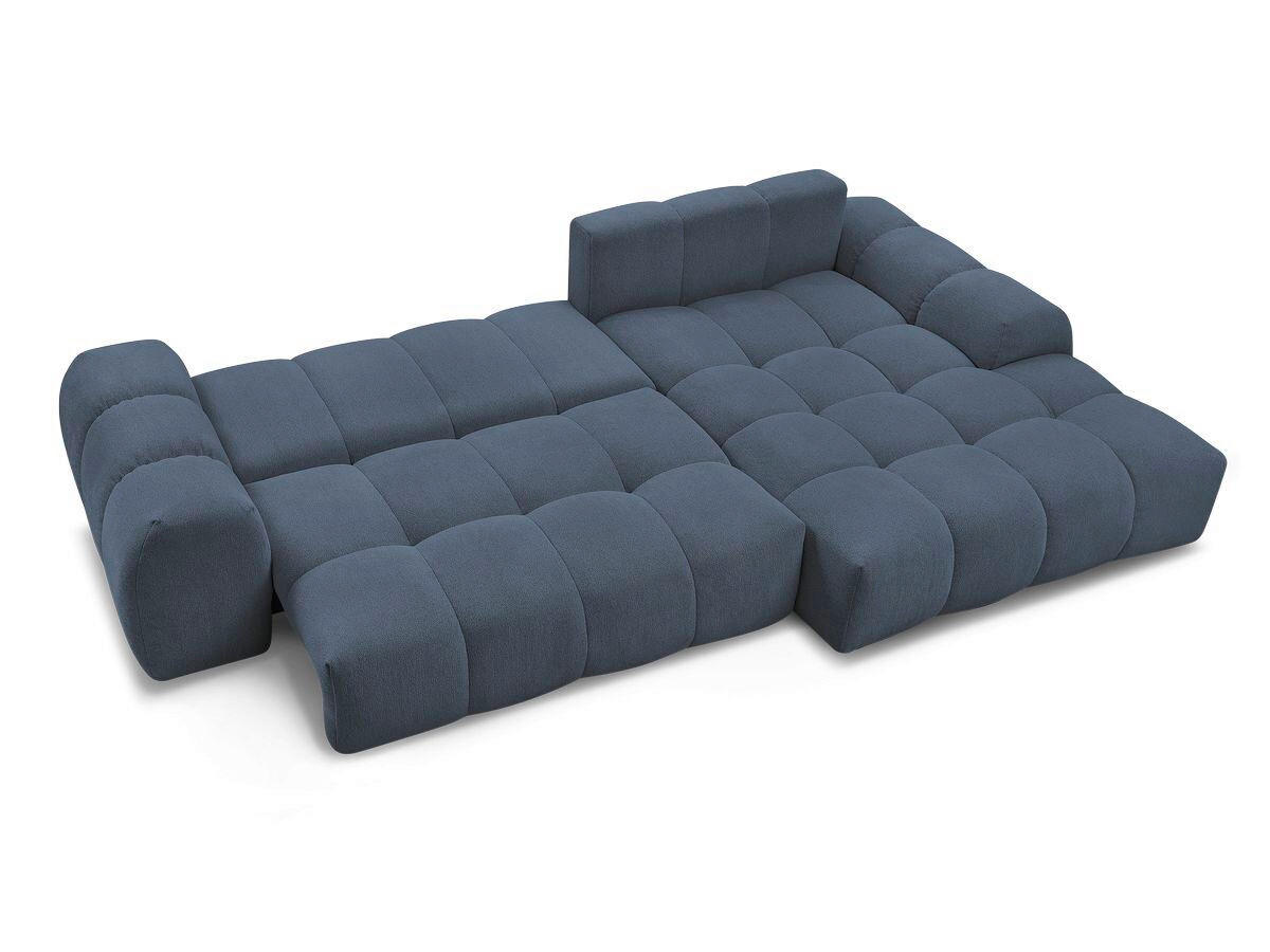 ECKSCHLAFSOFA EVEREST  mit Rücken echt, Armteil links, Armteil rechts Flachgewebe Dunkelblau  - Schwarz/Dunkelblau, MODERN, Kunststoff/Textil (318/180cm) - Livetastic
