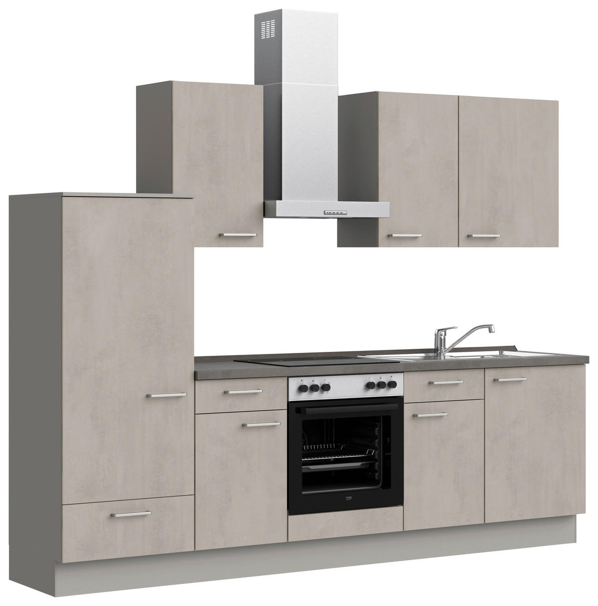 KÜCHENBLOCK Riva 270 cm  in Grau, Schieferfarben  - Schieferfarben/Edelstahlfarben, MODERN, Holzwerkstoff/Metall (270cm) - Nobilia