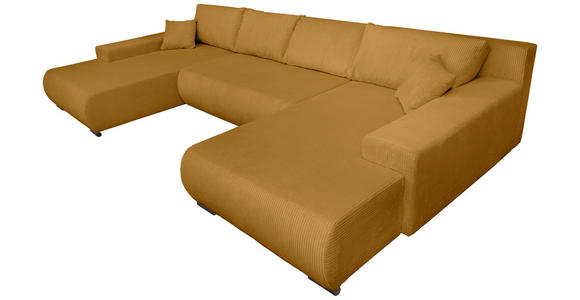 WOHNLANDSCHAFT  in Cord Currygelb  - Currygelb/Schwarz, KONVENTIONELL, Textil/Metall (191/351/191cm) - Carryhome