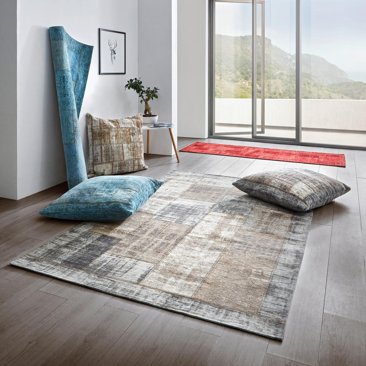 FLACHWEBETEPPICH 130/190 cm Patch Grau, Beige rechteckig  - Beige/Grau, Trend, Textil (130/190cm) - Novel