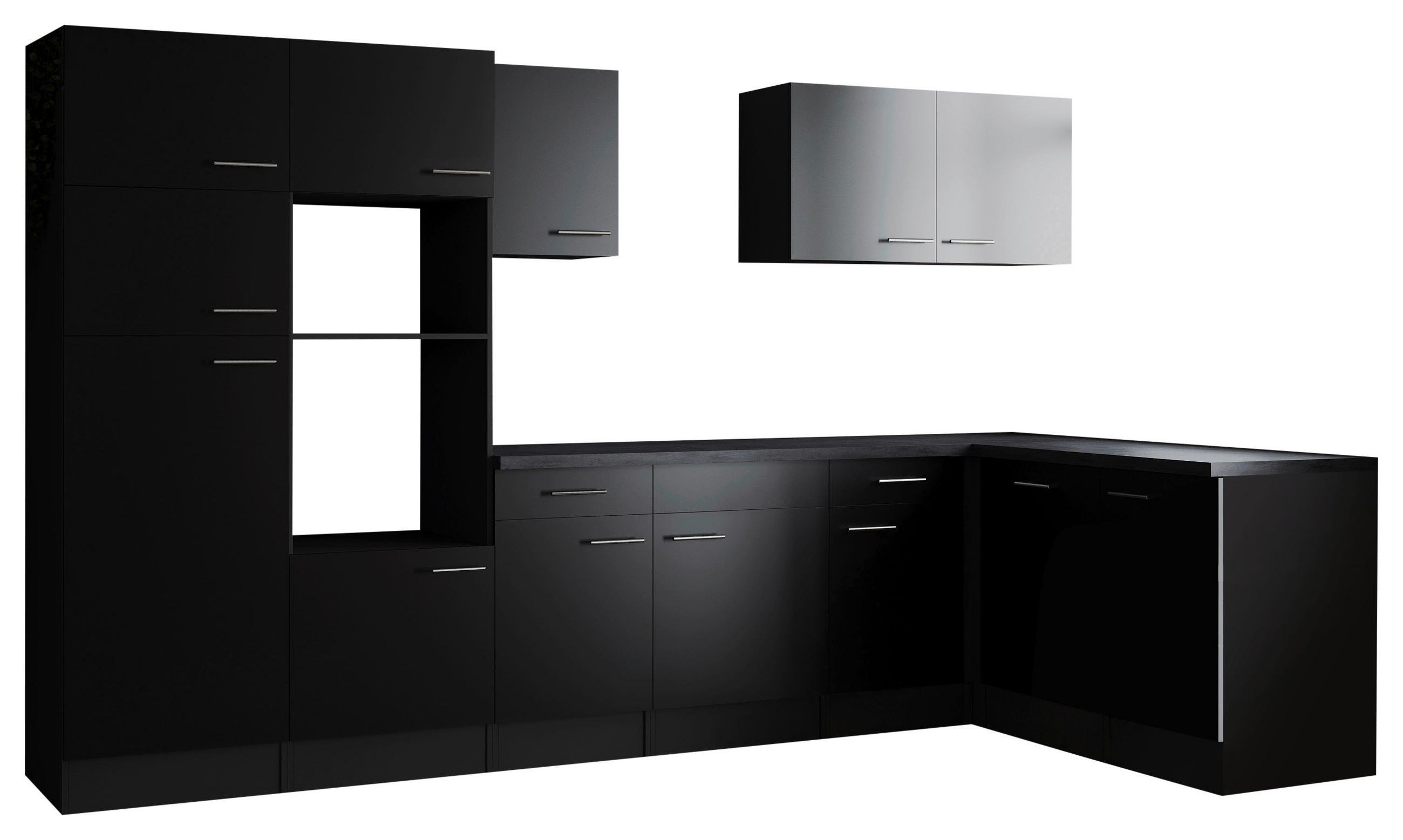 ECKKÜCHE 340/172 cm  in Grau, Schwarz  - Silberfarben/Schwarz, Design, Holzwerkstoff/Metall (340/172cm) - Respekta