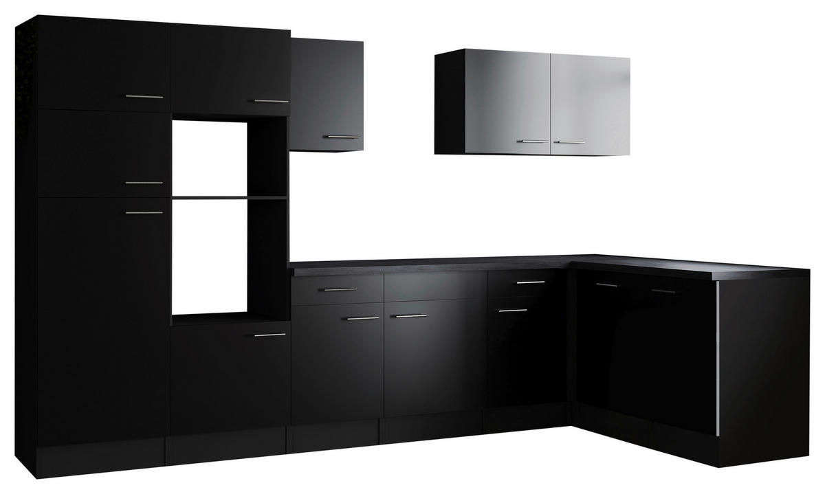 ECKKÜCHE 340/172 cm  in Grau, Schwarz  - Silberfarben/Schwarz, Design, Holzwerkstoff/Metall (340/172cm) - Respekta