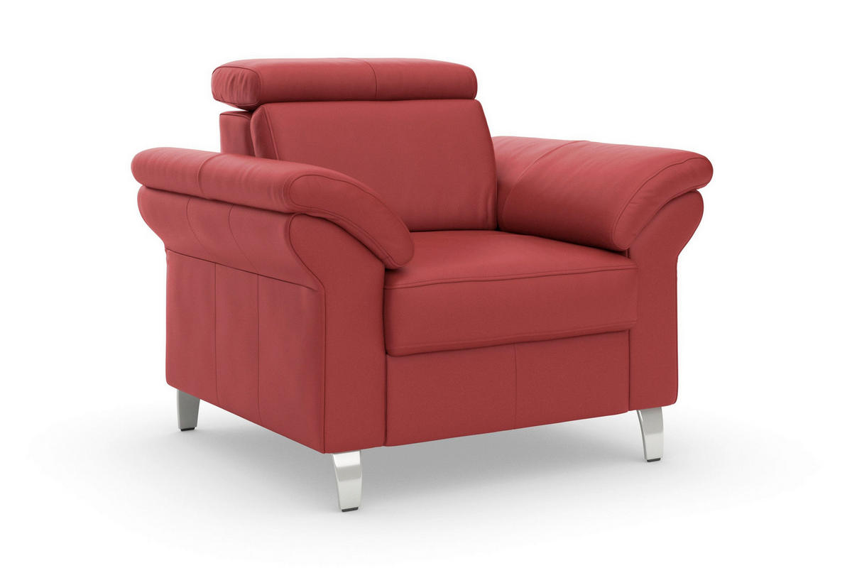 SESSEL in Echtleder Rot  - Chromfarben/Rot, Basics, Leder/Metall (101/84/93cm) - Sit & More