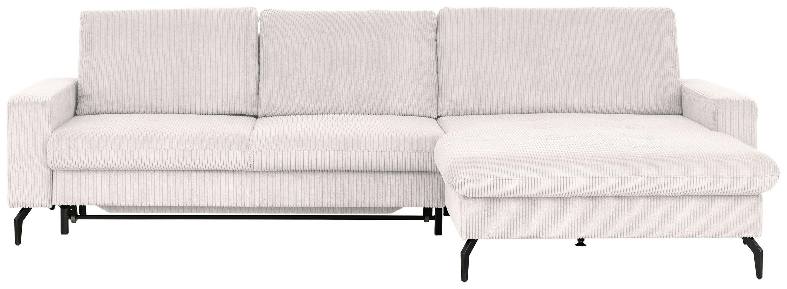 ECKSOFA Hellgrau Cord  - Hellgrau/Schwarz, Design, Textil/Metall (302/180cm) - Venda