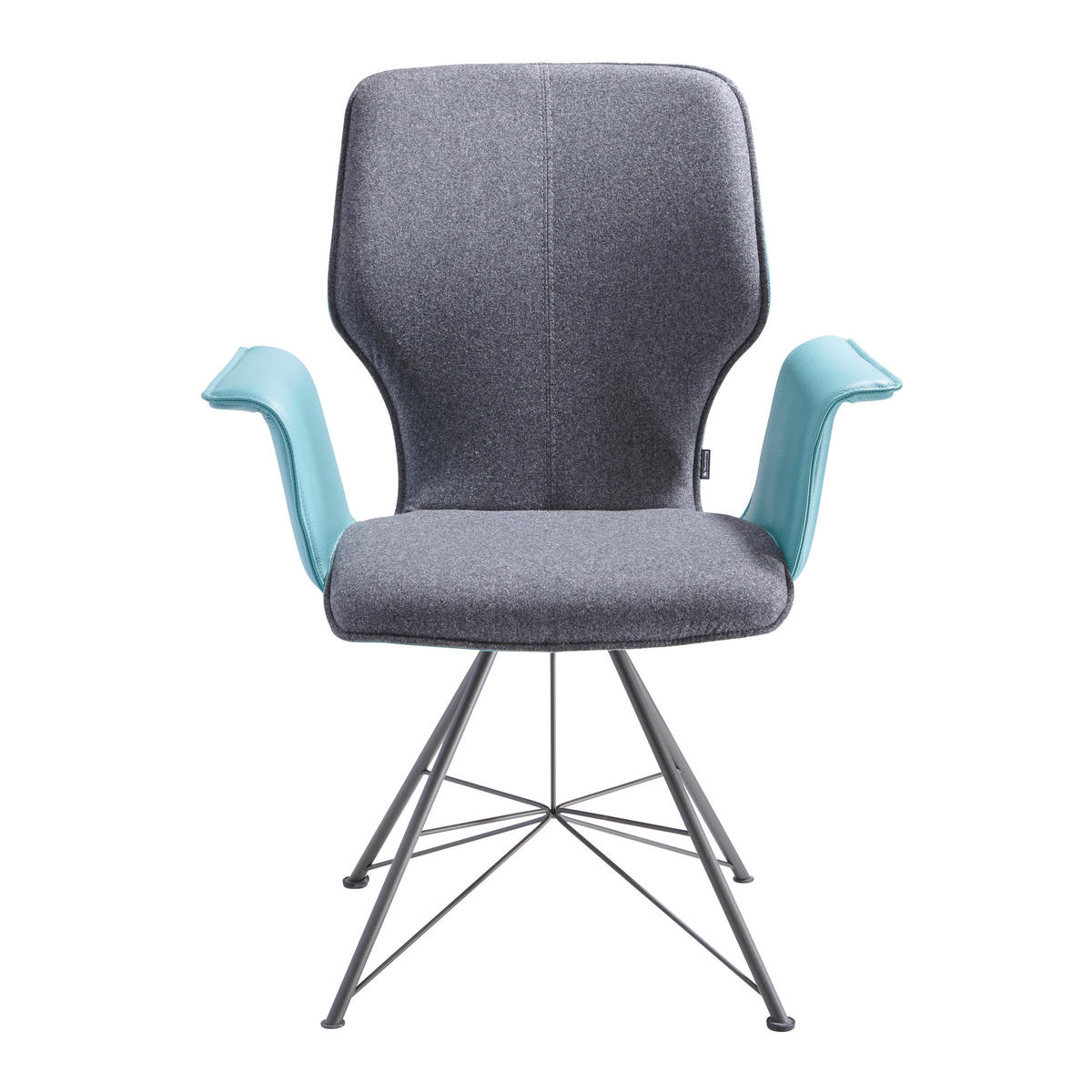 ARMLEHNSTUHL  in Stahl pigmentiert  - Grau/Grün, Design, Leder/Textil (73/95/63cm) - Musterring