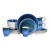 KOMBISERVICE Blau, Weiß Caldera blau 16-teilig 4 Personen  - Blau/Weiß, Basics, Keramik - Creatable