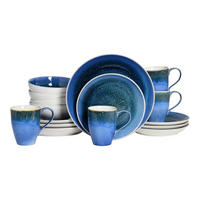 KOMBISERVICE Blau, Weiß Caldera blau 16-teilig 4 Personen  - Blau/Weiß, Basics, Keramik - Creatable