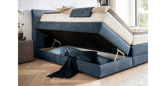 BOXSPRINGBETT 200/200 cm  in Blau  - Wengefarben/Blau, KONVENTIONELL, Holz/Textil (200/200cm) - Novel