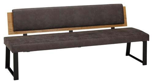 SITZBANK 160/85/60 cm Mikrofaser Eichefarben, Dunkelgrau Asteiche massiv Metall  - Eichefarben/Dunkelgrau, Design, Holz/Textil (160/85/60cm) - Venda