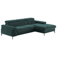 ECKSOFA in Cord Petrol  - Petrol/Schwarz, Design, Textil/Metall (244/166cm) - Livetastic