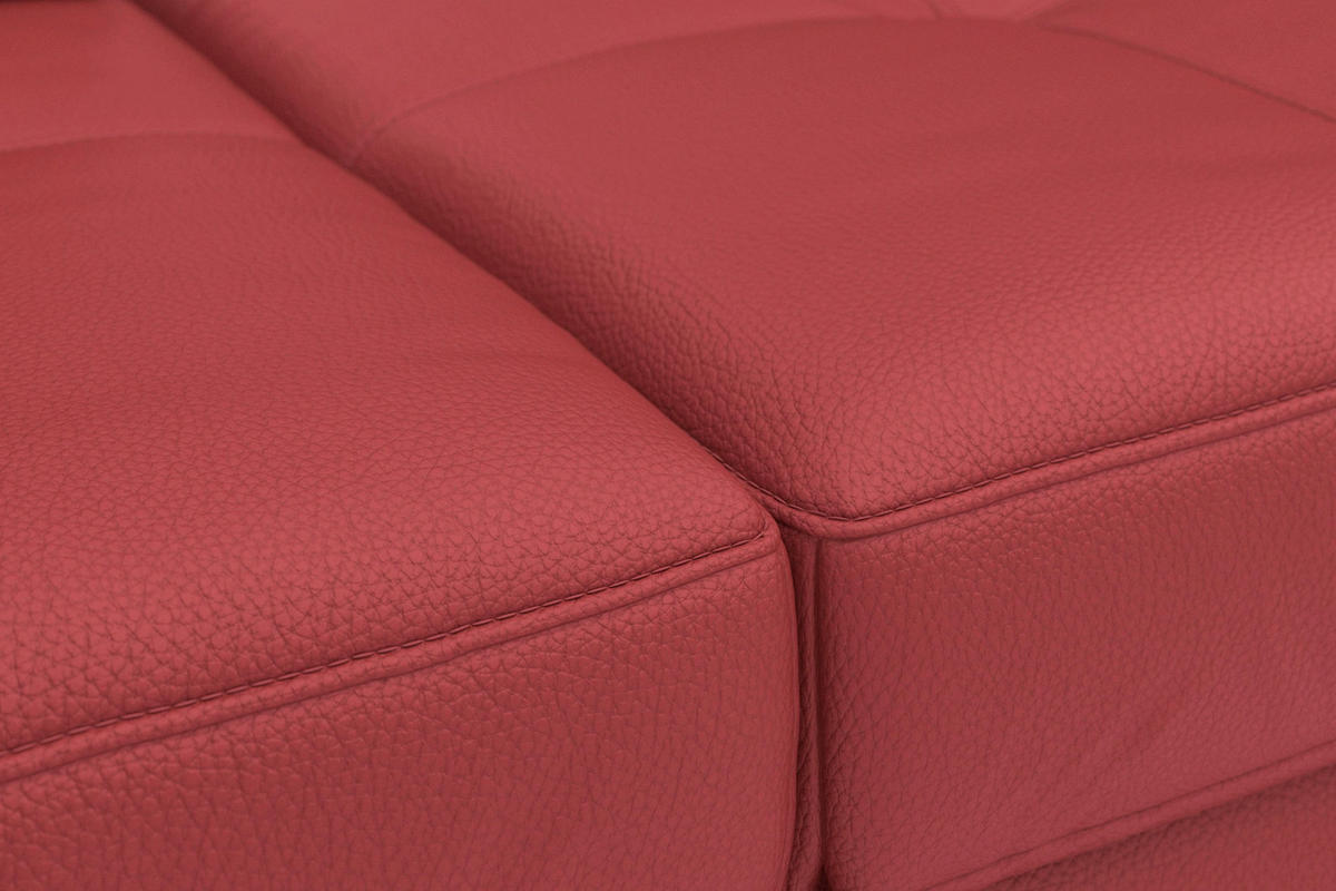 ECKSOFA COSTELLO E Rot Echtleder Nierenkissen, Armteilverstellung, Sitztiefenverstellung  - Rot/Schwarz, Basics, Leder/Textil (176/301cm) - Sit & More