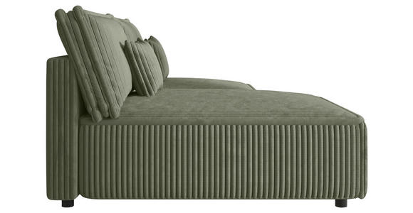 ECKSOFA Olivgrün Cord Zierkissen, Rückenkissen, Schlaffunktion, Rücken echt  - Schwarz/Olivgrün, MODERN, Kunststoff/Textil (153/200cm) - Xora