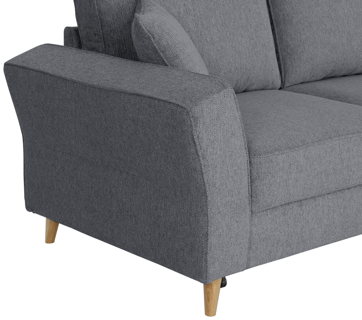ECKSOFA in Flachgewebe Dunkelgrau  - Eichefarben/Dunkelgrau, Konventionell, Holz/Textil (265/159cm) - Carryhome