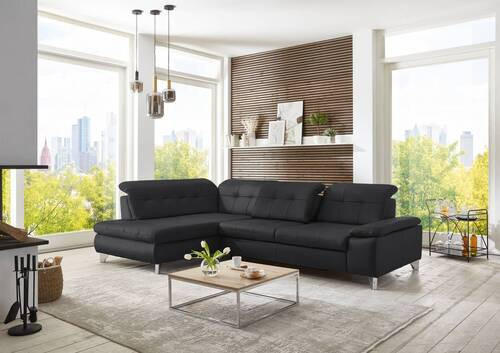 ECKSOFA in Echtleder Anthrazit  211/309 cm  - Anthrazit, Basics, Leder/Metall (211/309cm) - Beldomo Speed