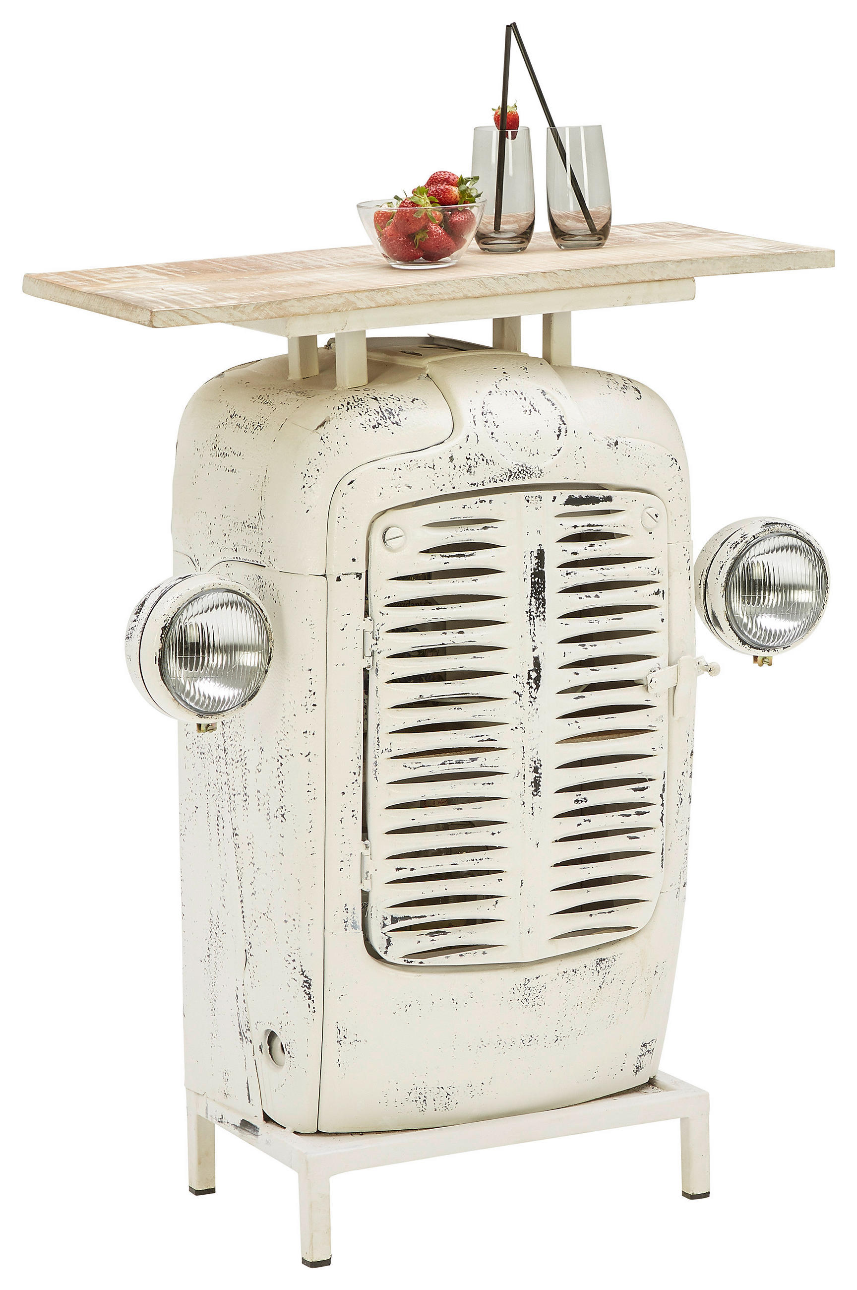 BAR  prirodna boja, bela   - bela/prirodna boja, Trendi, drvo/metal (80/35/100cm) - Ambia Home