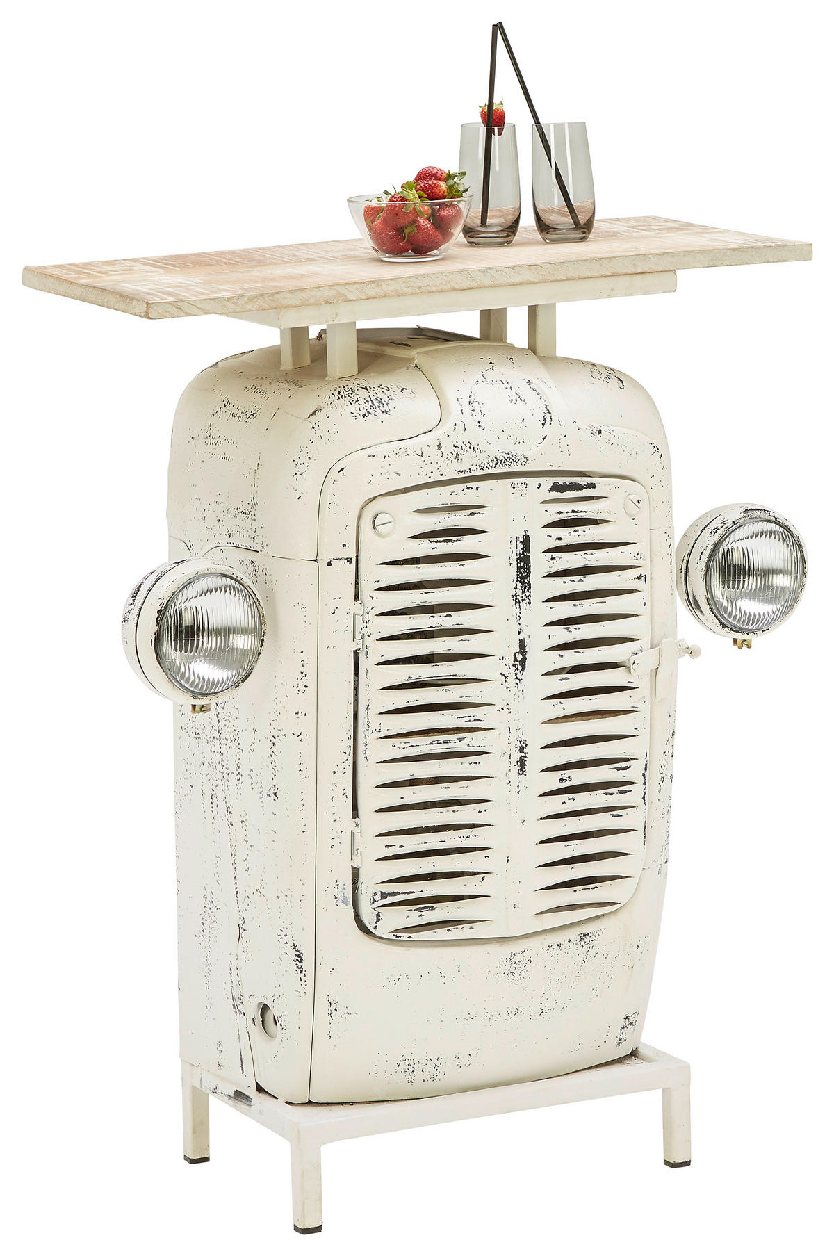 BAR  prirodna boja, bela   - bela/prirodna boja, Trendi, drvo/metal (80/35/100cm) - Ambia Home